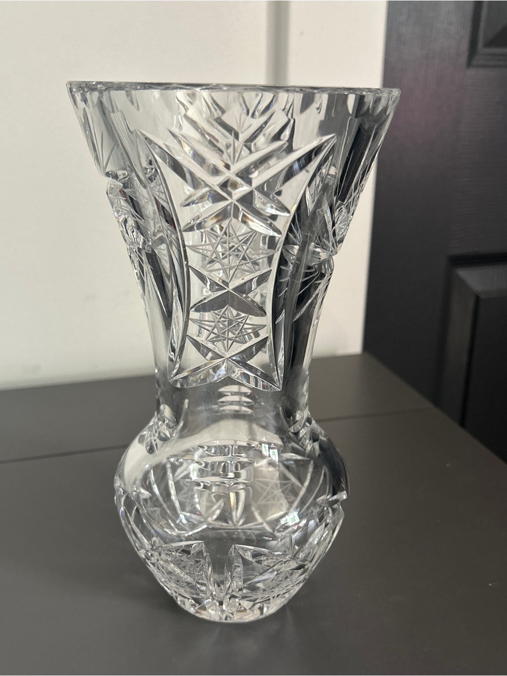 American Brilliant Period Vintage Cut Crystal Starburst Vase